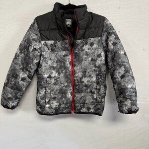 ZeroXposur Jacket Boys Black Grey and‎ Red Hooded Puffer Zip Winter Coat Size 8